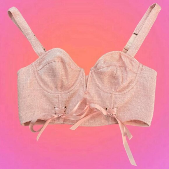 Brand New By Anthropologie Tweed Corset Bra Top - Picture 15 of 16